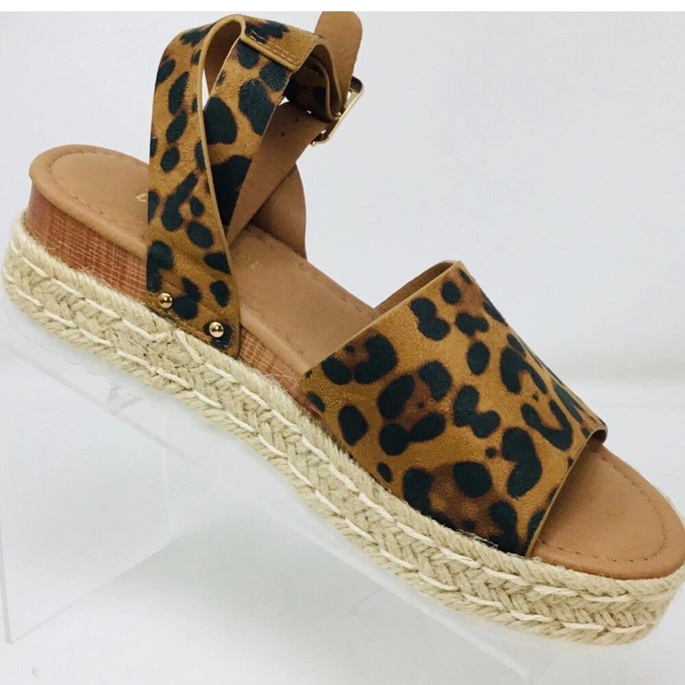 Miranda Leopard Print Espadrille Platform Sandals Size 6.5 Cushionaire